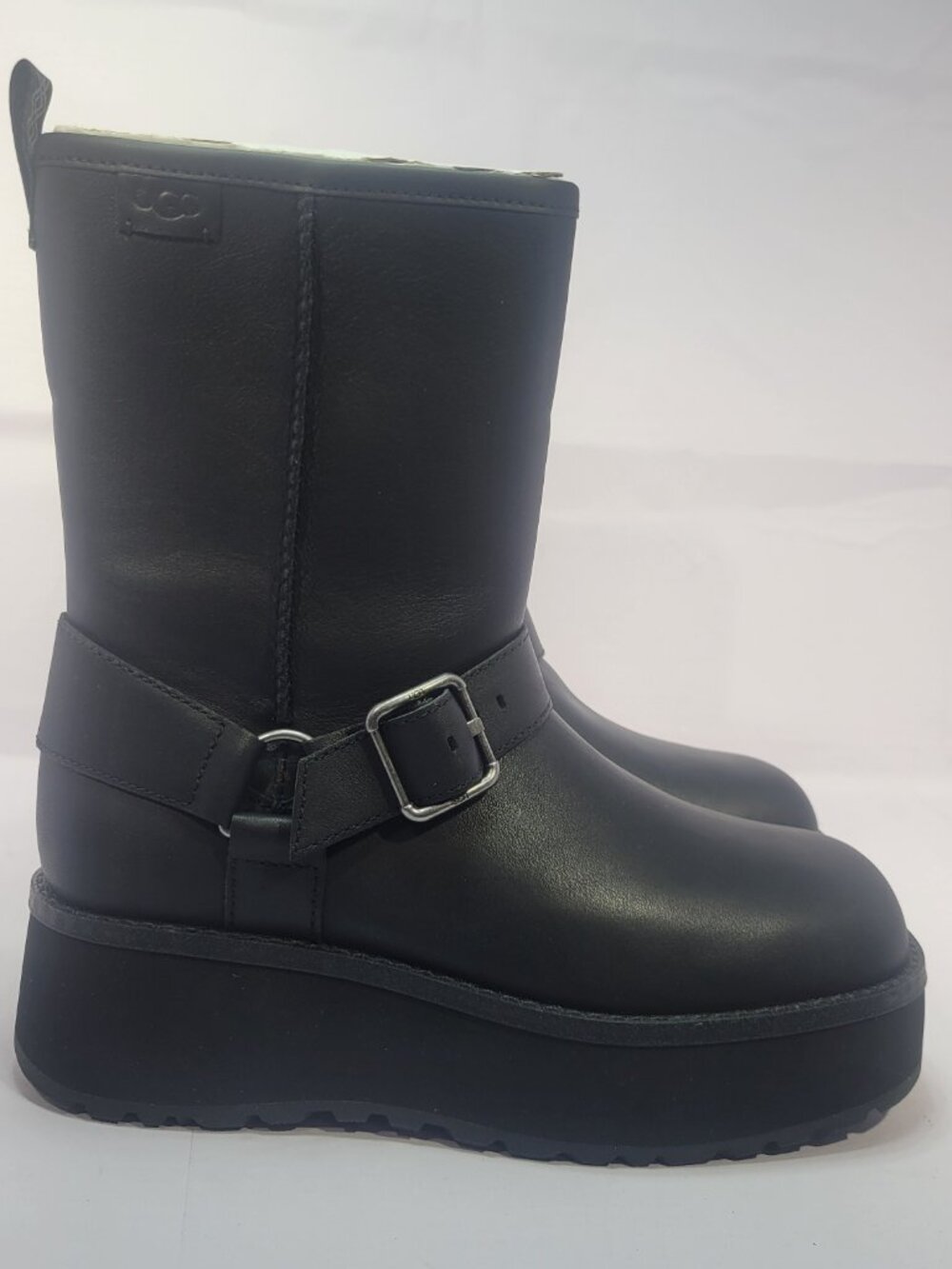 UGG Cityfunc Moto Women's Size 7 Black Leather Boots "SAMPLE"